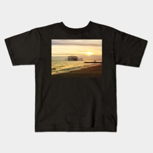 Brighton Beach Sunset Kids T-Shirt